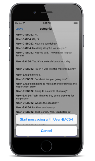 UIAlertController for starting messaging